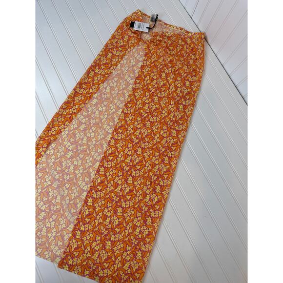 NWT KENDALL+KYLIE  Yellow Pink Flower Bandeau Bikini Swimsuit Coverup Set Sz S - Picture 5 of 5